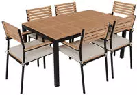 Juskys Garten-Essgruppe Rhodos, (Set, 7-tlg., Sitzgruppe), mit Tisch, 6...