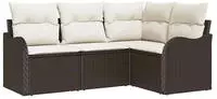 vidaXL Gartensofa-set mit Speicher 4 pcs Braun Poly-Rattan