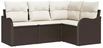 vidaXL Gartenlounge-Set mit Stauraum 4-tlg. Poly-Rattan Braun (3354347)