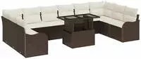 vidaXL Gartensofa-set mit Kissen mit Kissen 11 pcs Braun Poly Rattan