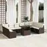 vidaXL Garten-Sofa-Set 11-teilig mit Kissen, Poly Rattan, Braun (3357271)