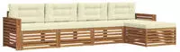 Outdoor-sofagarnitur Mit Kissen 5 Pcs Natur Und Creme Vidaxl