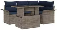 vidaXL Gartensofa-set mit Kissen 5 pcs Grau Poly-Rattan