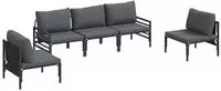 vidaXL Gartensofa-set mit Kissen 5 pcs Schwarz Stahl