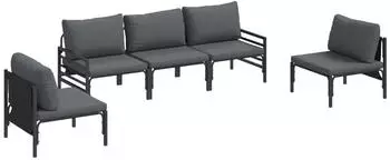 vidaXL Gartenlounge-Set mit Kissen 5-tlg. Stahl Schwarz (3378974)