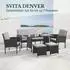 Svita Denver Polyrattan Gartenmöbel-Set Essgruppe, Schwarz