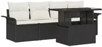 vidaXL Gartensofa-set mit Kissen 5 pcs Schwarz Poly-Rattan