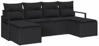 vidaXL Sofa Set mit Kissen mit Speicher 6 pcs Schwarz Poly-Rattan