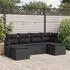 vidaXL Garten-Sofa-Set mit Kissen & Stauraum, 6-teilig, Schwarz Poly-Rattan (3355162)