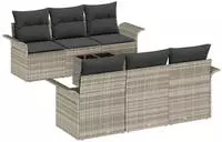 vidaXL Gartensofa-set 7 pcs Hellgrau und Dunkelgrau Poly-Rattan