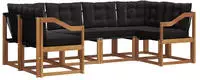 vidaXL Outdoor-Sofagarnitur mit Kissen 6 pcs Nat&uuml;rlich und Schwarz