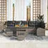 vidaXL Garten-Sofa-Set 9-tlg. mit Kissen & Stauraum, Poly Rattan/Akazie, Grau (3364368)