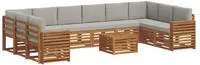 vidaXL Outdoor-Sofagarnitur mit Kissen 11 pcs Nat&uuml;rlich und Hellgrau