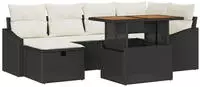 vidaXL Garten-Sofa-Set 7 pcs Schwarz Poly-Rattan