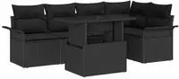 vidaXL Gartensofa-set mit Kissen 6 pcs Schwarz Poly Rattan