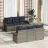 vidaXL Garten-Sofa-Set mit Kissen 7-tlg. Grau & Marineblau (3353924)