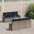 vidaXL Garten-Sofa-Set mit Kissen 7-tlg. Grau & Marineblau (3353924)