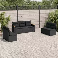 vidaXL 7-tlg. Garten-Sofagarnitur mit Kissen Beige Poly Rattan