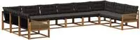 vidaXL Outdoor-Sofagarnitur mit Kissen 10 pcs Nat&uuml;rlich und Schwarz