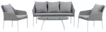 ebuy24 Spoga 4-teiliges Gartenm&ouml;bel-Set, Hellgrau & Wei&szlig; (Spoga)