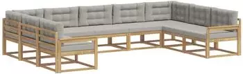 vidaXL Outdoor-Sofagarnitur mit Kissen 9-tlg. Wei&szlig;/Hellgrau (3387025)