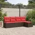 vidaXL Lounge-Sofa-Set mit Kissen & Stauraum, Poly-Rattan, Braun/Rot (3359163)