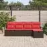 vidaXL Lounge-Sofa-Set mit Kissen & Stauraum, Poly-Rattan, Braun/Rot (3359163)