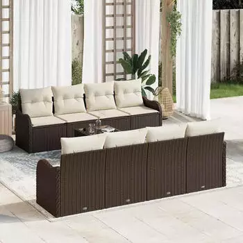 vidaXL Garten Sofa Set 9-teilig Poly Rattan Braun (3345628)