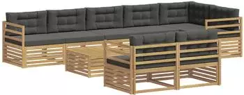 vidaXL Outdoor-Sofagarnitur mit Kissen 9-tlg. Wei&szlig;/Anthrazit (3390707)