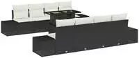 vidaXL Gartensofa-set mit Kissen mit Speicher 9 pcs Schwarz und Creme