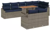 vidaXL Garten-Sofa-Set mit Speicher 9 pcs Grau Poly Rattan