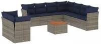 vidaXL 10-tlg. Garten-Sofagarnitur mit Kissen Grau Poly Rattan