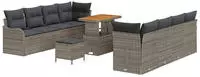vidaXL Garten-Sofa-Set mit Kissen mit Speicher 11 pcs Grau