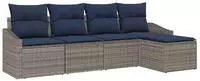Sofa Set Mit Kissen 5 Pcs Grau Und Marineblau Poly-rattan Vidaxl