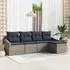 vidaXL Sofa-Set mit Kissen 5-tlg. Poly-Rattan Grau/Marineblau (3355354)