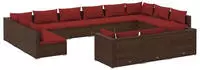 vidaXL 13-tlg. Garten-Lounge-Set mit Kissen Braun Poly Rattan