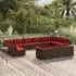 vidaXL Garten-Lounge-Set 13-tlg. mit Kissen, Poly Rattan, Braun (3102107)