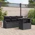 vidaXL Garten-Sofa-Set mit Kissen 5-teilig Schwarz Poly-Rattan (3348369)