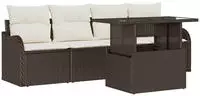 vidaXL Gartensofa-set mit Kissen mit Kissen 5 pcs Braun Poly Rattan