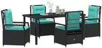 vidaXL Garten Essgruppe 5 pcs Schwarz Poly-Rattan