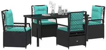 vidaXL Garten-Essgruppe 5-tlg. Poly-Rattan Schwarz (3381061)