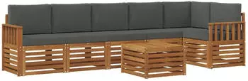 vidaXL Ecksofa-Set 7-tlg. Akazien-Massivholz Natur/Anthrazit (3374922)