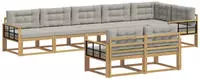 vidaXL Outdoor-Sofagarnitur 6 pcs Wei&szlig; und Hellgrau Polyester