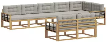 vidaXL Outdoor-Sofagarnitur 6-tlg. Polyester Wei&szlig;/Hellgrau (3386630)