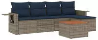 vidaXL 6-teiliges Gartensofa-Set mit Kissen, grau, Polyrattan
