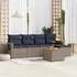 vidaXL Gartensofa-Set 6-teilig mit Kissen, Polyrattan, Grau (3224542)