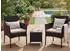 Songmics Gartenlounge-Set Tisch + 2 Stühle PE-Polyrattan Schwarz-Taupe (3-tlg)