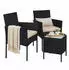 Songmics Gartenlounge-Set Tisch + 2 Stühle PE-Polyrattan Schwarz-Taupe (3-tlg)