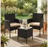 Songmics Gartenlounge-Set Tisch + 2 Stühle PE-Polyrattan Schwarz-Taupe (3-tlg)