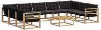 vidaXL Outdoor-Sofagarnitur mit Kissen 10 pcs Wei&szlig; und Schwarz